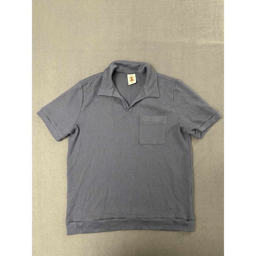 Dandy Del Mar Gray Waffle Knit Short Sleeve Polo Shirt Mens Size M